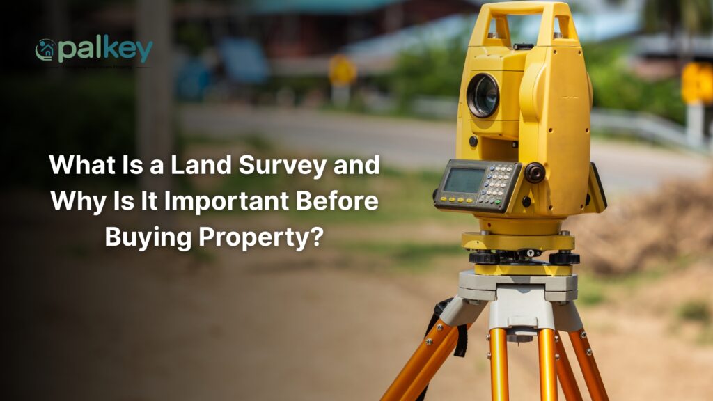 A hand points to a small architectural model of three detailed, multi-story houses lying open on a magazine. The text reads: "Real Estate Rules for Homebuyers in India.